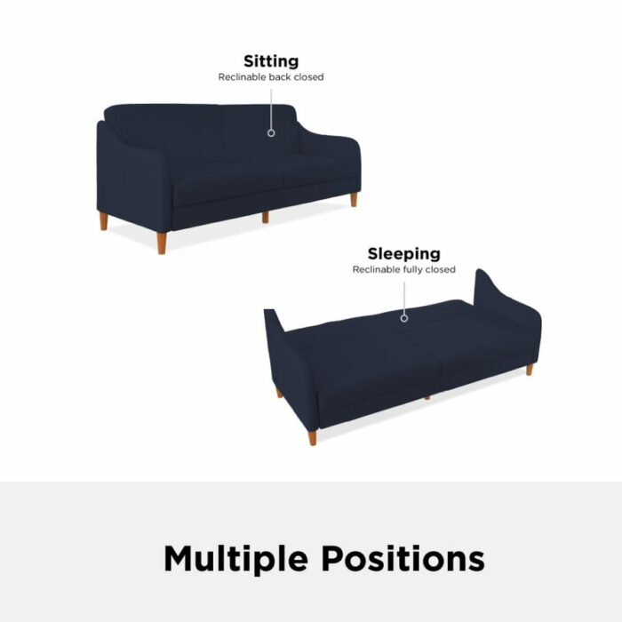 Dorel Jasper Coil Sprung Sofa Bed in Navy Blue Linen Fabric-39971