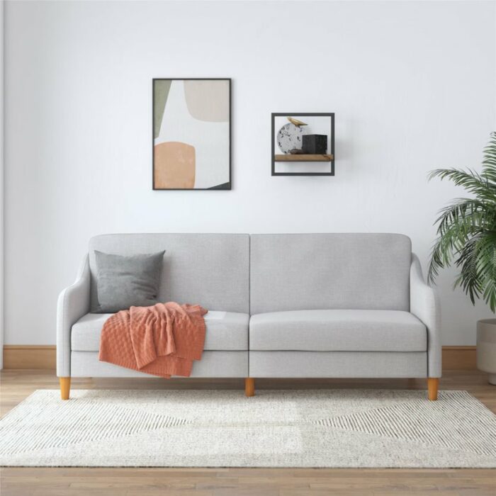 Dorel Jasper Coil Sprung Sofa Bed in Light Grey Linen Fabric-39954