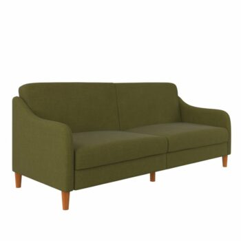 Dorel Jasper Coil Sprung Sofa Bed in Green Linen Fabric-0