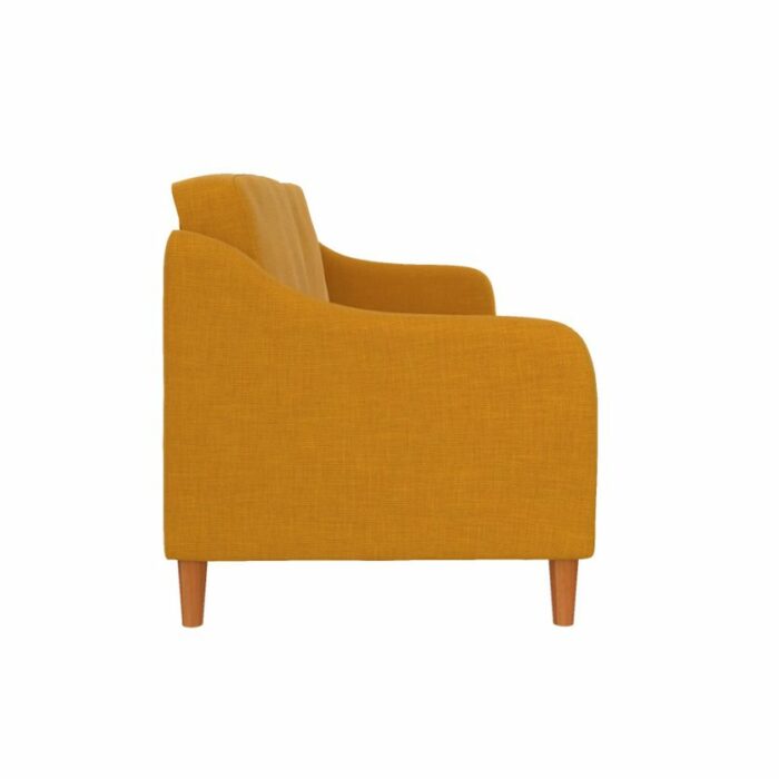 Dorel Jasper Coil Sprung Sofa Bed in Mustard Linen Fabric-39852