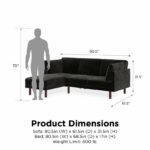 Dorel Clair Coil Reversible Sofa Bed in Black Velvet-39661