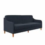 Dorel Jasper Coil Sprung Sofa Bed in Navy Blue Linen Fabric-0
