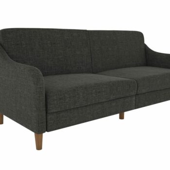 Dorel Jasper Coil Sprung Sofa Bed in Dark Grey Linen Fabric-0