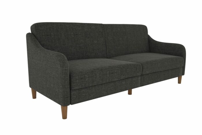 Dorel Jasper Coil Sprung Sofa Bed in Dark Grey Linen Fabric-0