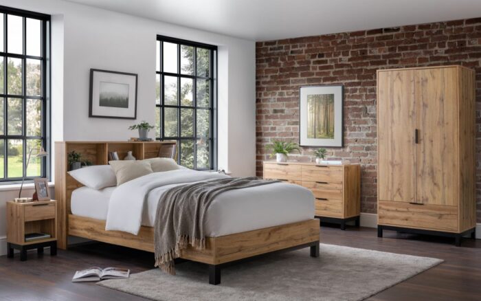 Julian Bowen Bali Bookcase Headboard Bed - Multiple Size Options-39056