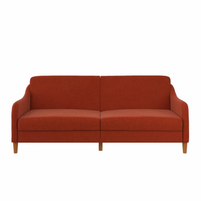 Dorel Jasper Coil Sprung Sofa Bed in Orange Linen Fabric-39888