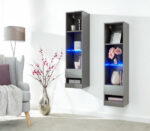 GFW Galicia Tall Shelf Unit With LED Grey-40993