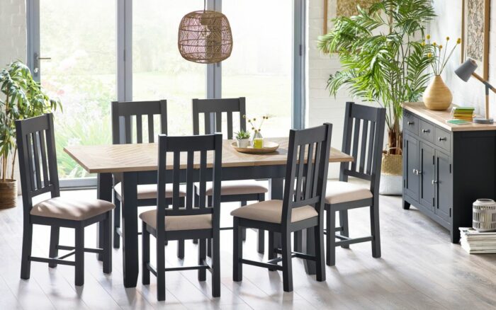 Julian Bowen Bordeaux Extending Dining Table - Dark Grey-39062