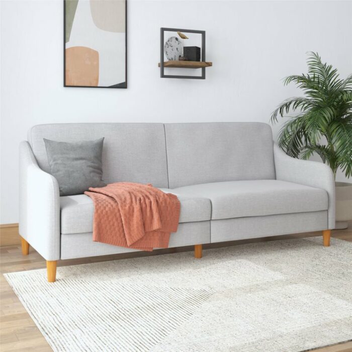 Dorel Jasper Coil Sprung Sofa Bed in Light Grey Linen Fabric-39956