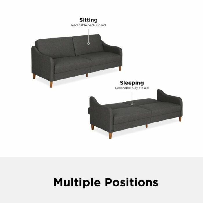 Dorel Jasper Coil Sprung Sofa Bed in Dark Grey Linen Fabric-39924