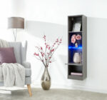 GFW Galicia Tall Shelf Unit With LED Grey-40994