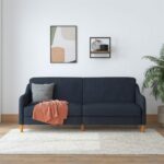 Dorel Jasper Coil Sprung Sofa Bed in Navy Blue Linen Fabric-39977