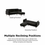 Dorel Clair Coil Reversible Sofa Bed in Black Velvet-39663
