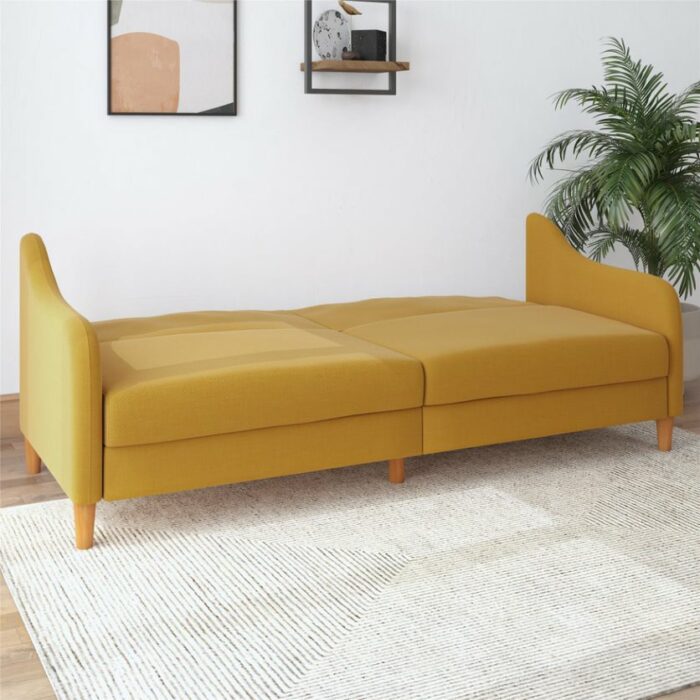 Dorel Jasper Coil Sprung Sofa Bed in Mustard Linen Fabric-39859