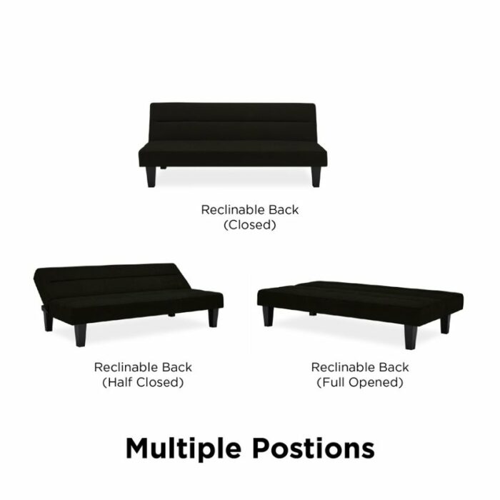 Dorel Kebo Futon in Black Velvet-39458