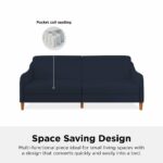 Dorel Jasper Coil Sprung Sofa Bed in Navy Blue Linen Fabric-39976