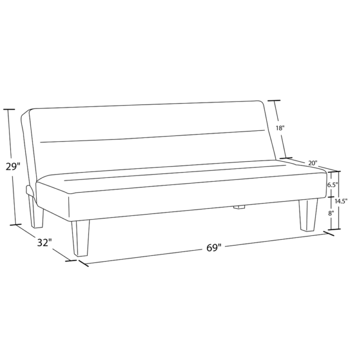 Dorel Kebo Futon in Navy Blue Velvet-39472