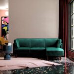 Dorel Clair Coil Reversible Sofa Bed in Green Velvet-39541
