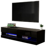 GFW Galicia 120cm Wall TV Unit with LED Black-0