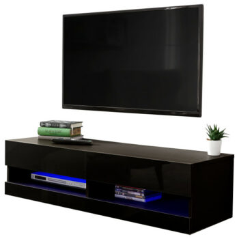GFW Galicia 120cm Wall TV Unit with LED Black-0