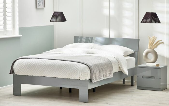 Julian Bowen Manhattan High Gloss Bed - Grey-39336