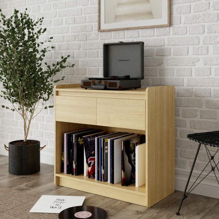 Dorel Alphason AV Oslo Plus Turntable Stand - Light Oak-40319
