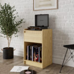 Dorel Alphason AV Oslo Turntable Stand - Light Oak-40307