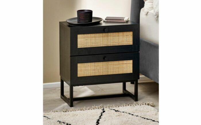 Julian Bowen Padstow 2 Drawer Bedside - Black-39405