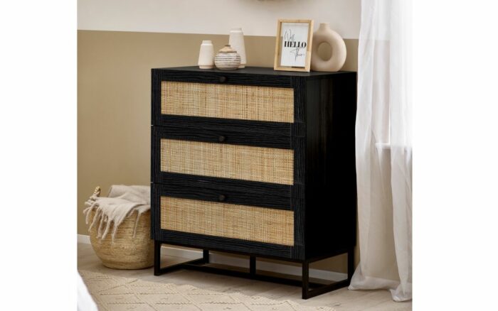 Julian Bowen Padstow 3 Drawer Chest - Black-0
