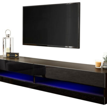GFW Galicia 180cm Wall TV Unit With LED Black-0